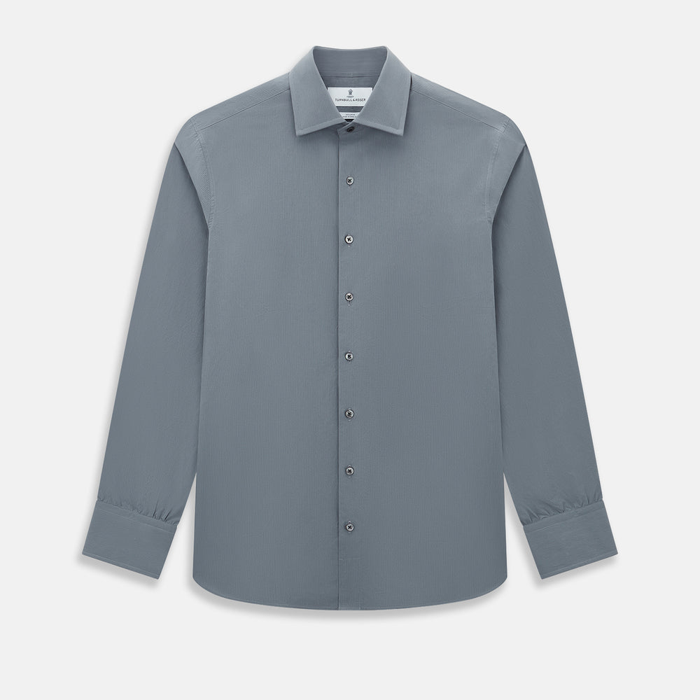 Pinstriped Grey Tailored Fit Shirt in Cotton