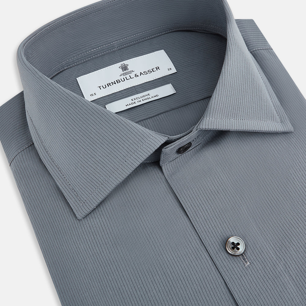 Pinstriped Grey Tailored Fit Shirt in Cotton