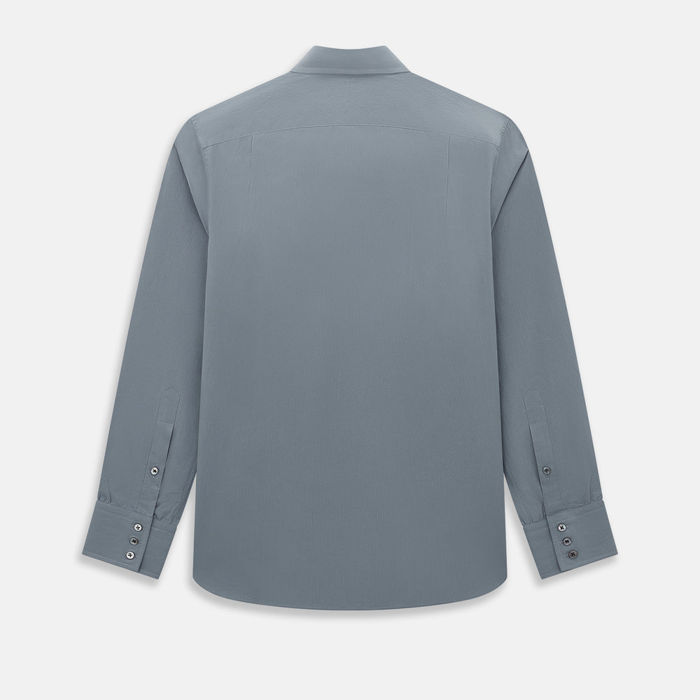 Pinstriped Grey Tailored Fit Shirt in Cotton