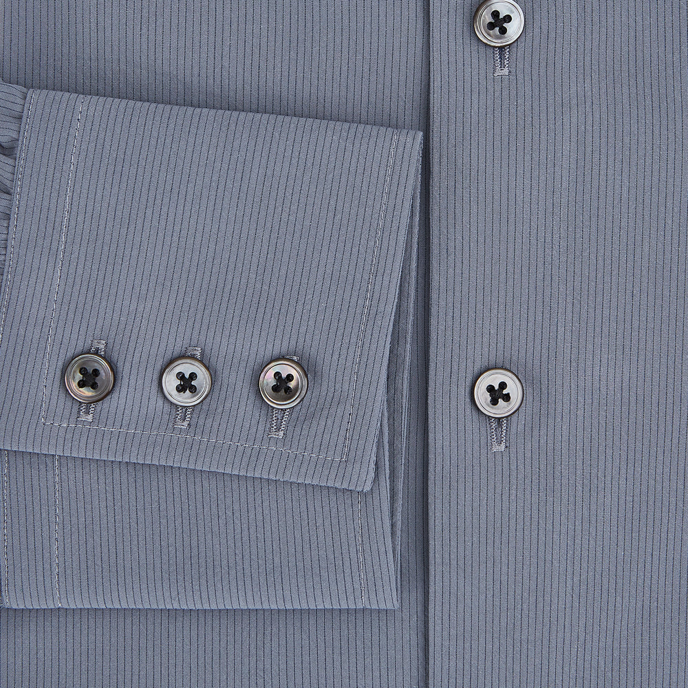Pinstriped Grey Tailored Fit Shirt in Cotton