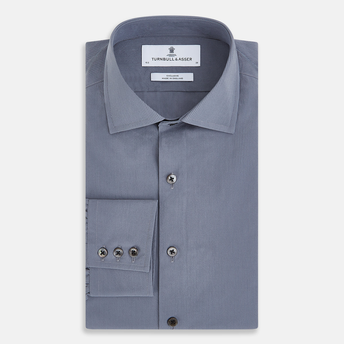 View 5 of product Pinstriped Grey Tailored Fit Shirt in Cotton