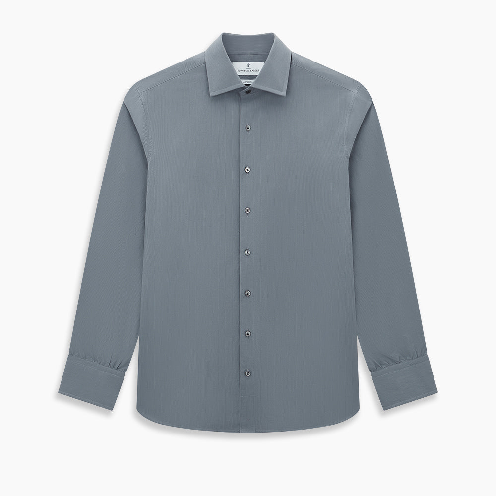 Pinstriped Grey Tailored Fit Shirt in Cotton