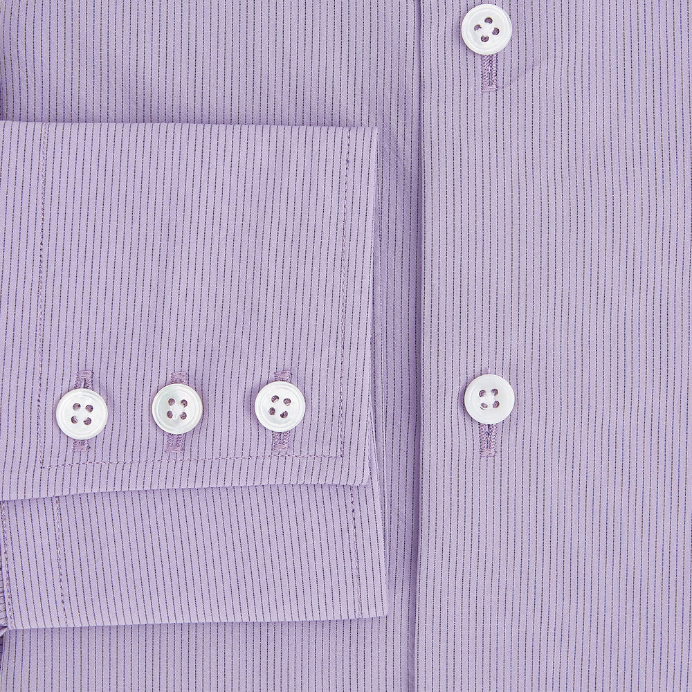 Pinstriped Baby Pink Tailored Fit Shirt in Cotton