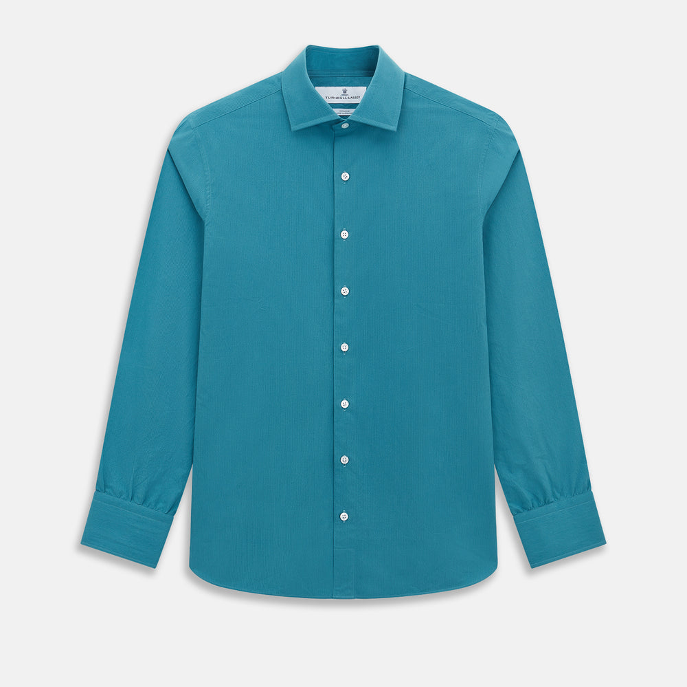 Pinstriped Turquoise Tailored Fit Shirt in Cotton