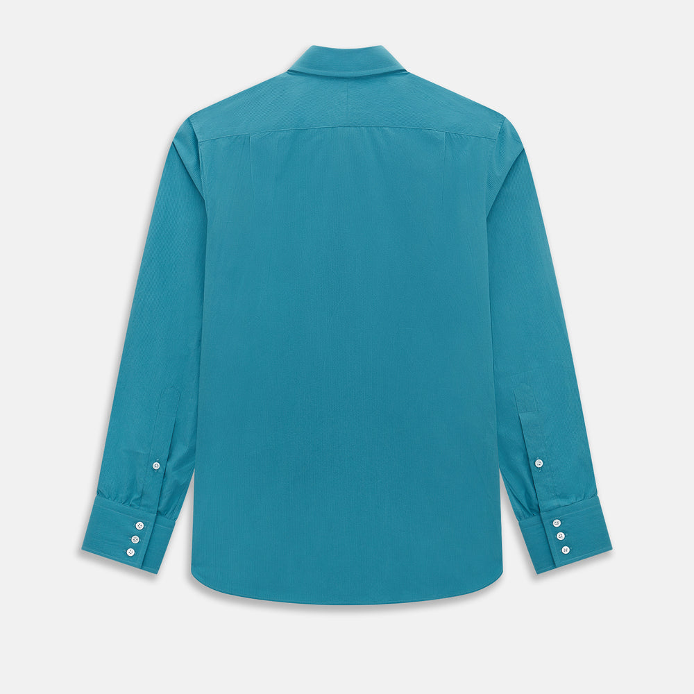 Pinstriped Turquoise Tailored Fit Shirt in Cotton