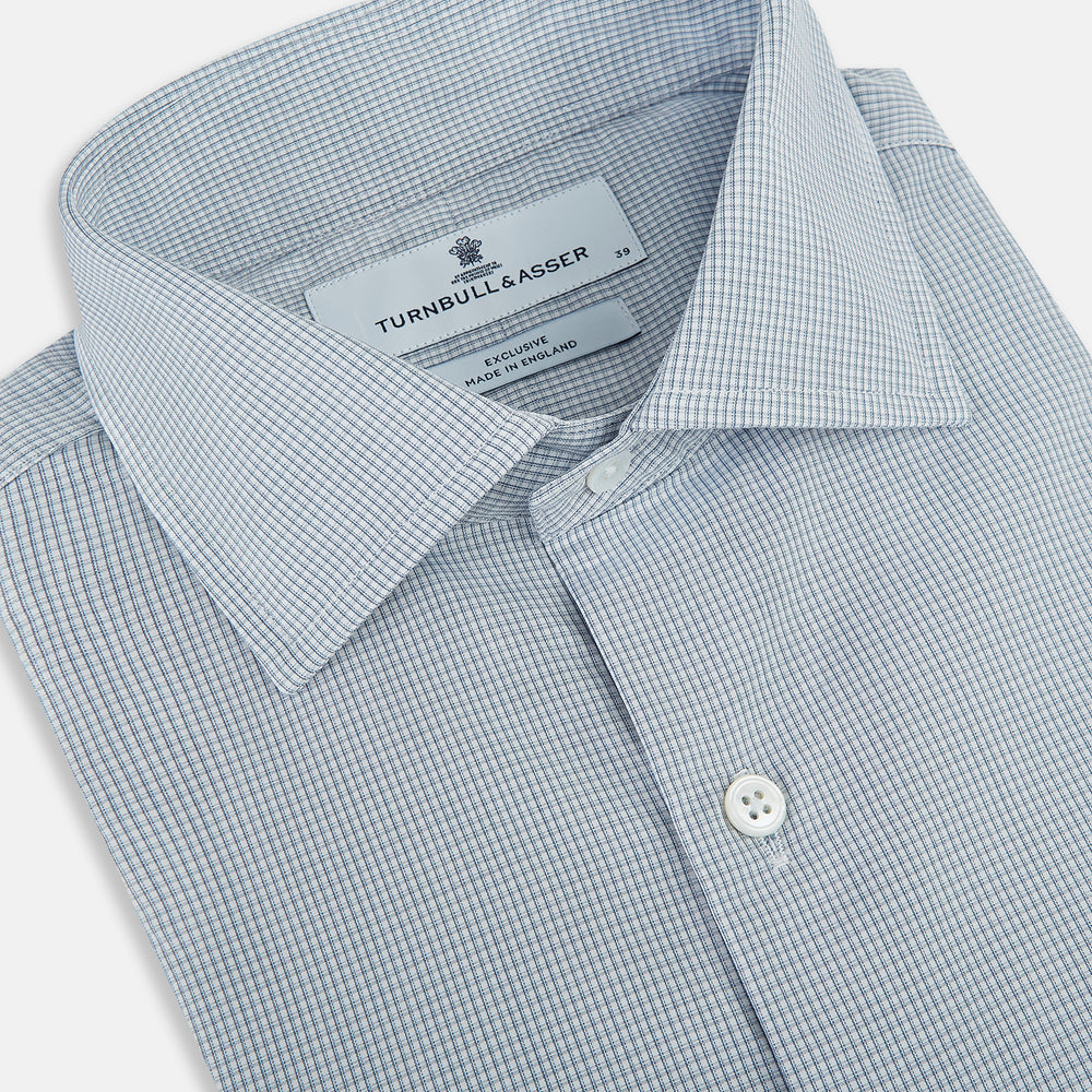Steel Grey Micro-Tattersall Check Belgravia Shirt 18.5