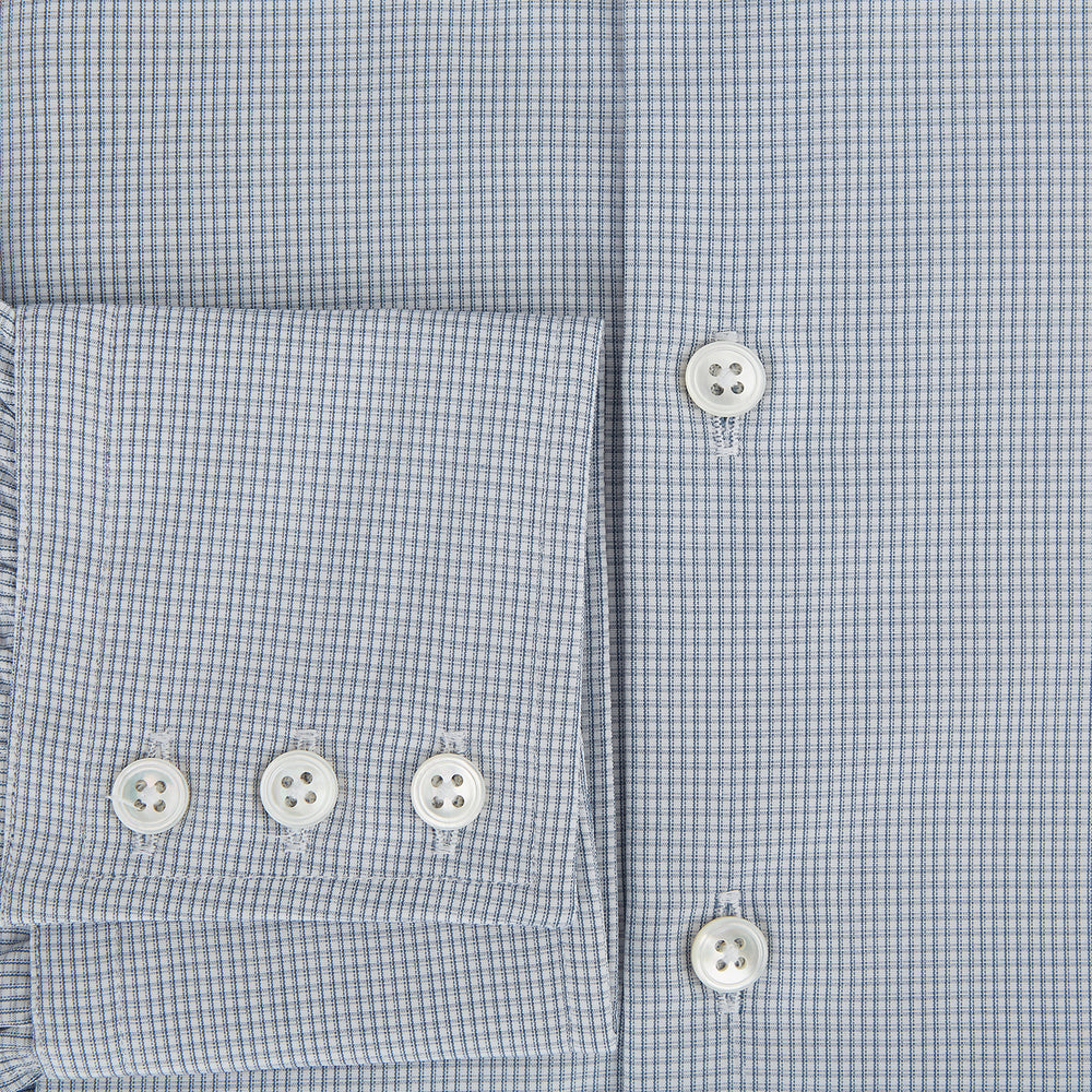 Steel Grey Micro-Tattersall Check Belgravia Shirt 18.5