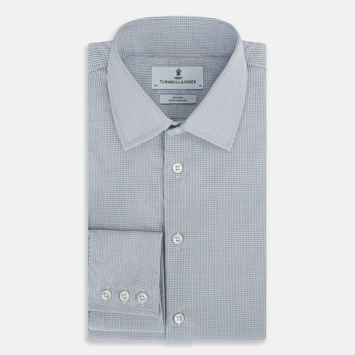 View 5 of product Steel Grey Micro-Tattersall Check Belgravia Shirt 18.5
