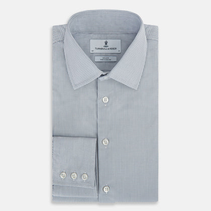 Steel Grey Micro-Tattersall Check Belgravia Shirt Image 4