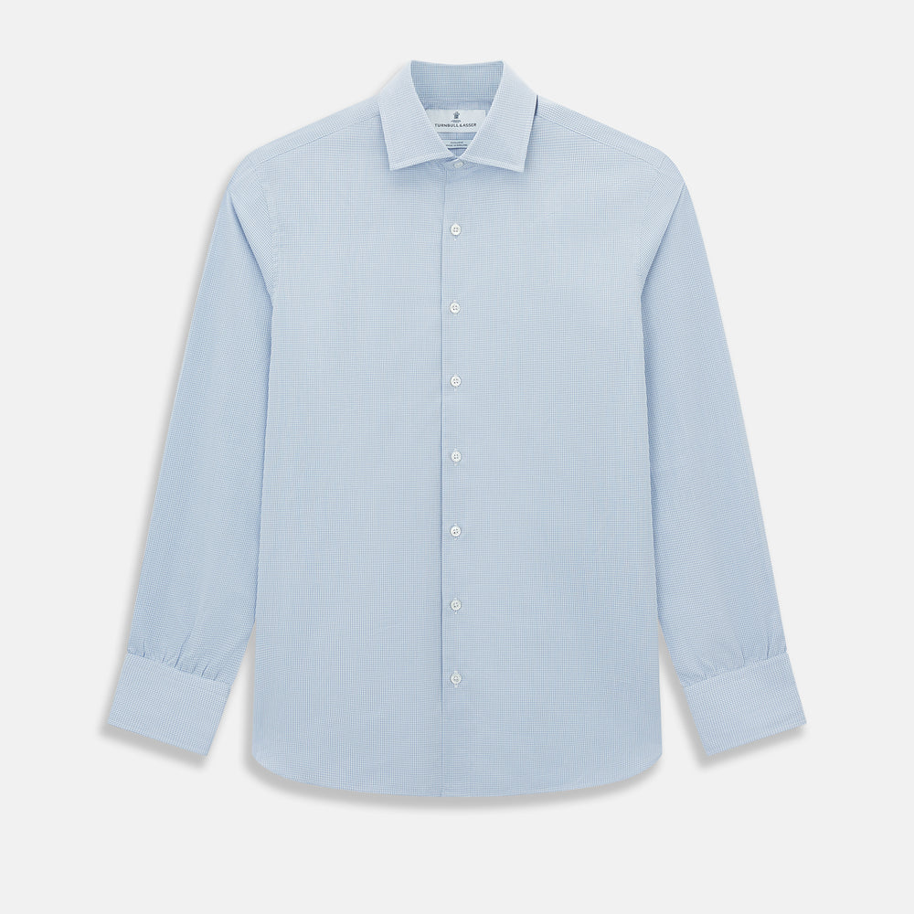 Sky Blue Micro-Tattersall Check Belgravia Shirt 19