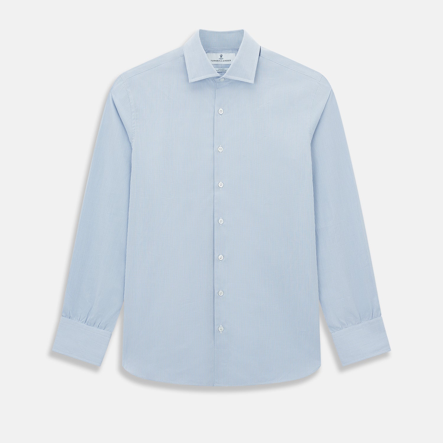 View 1 of product Sky Blue Micro-Tattersall Check Belgravia Shirt 19