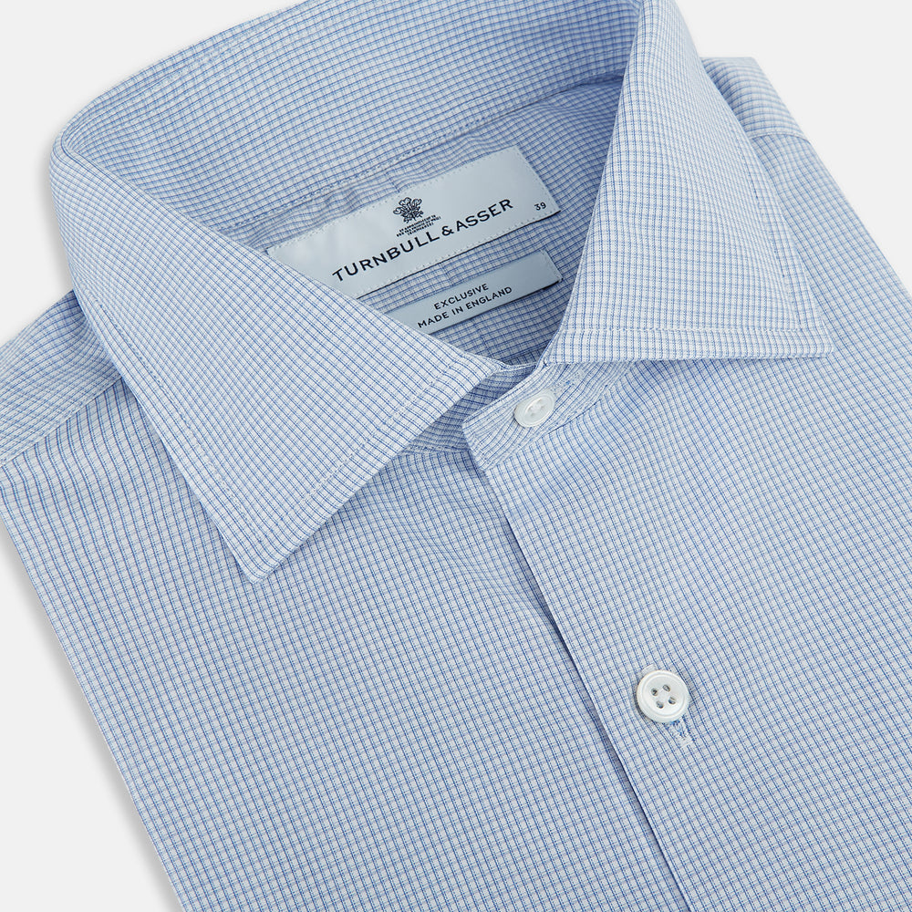 Sky Blue Micro-Tattersall Check Belgravia Shirt 19