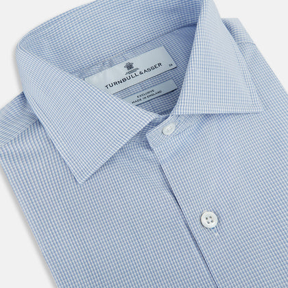 Sky Blue Micro-Tattersall Check Belgravia Shirt Image 1