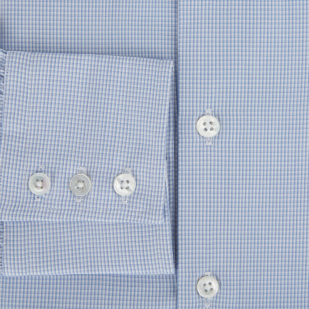 Sky Blue Micro-Tattersall Check Belgravia Shirt 19