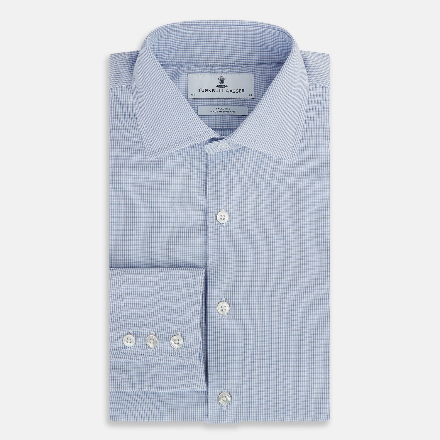 View 5 of product Sky Blue Micro-Tattersall Check Belgravia Shirt 19