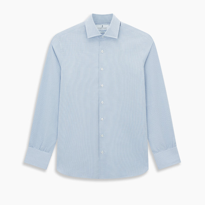 Sky Blue Micro-Tattersall Check Belgravia Shirt Image 6