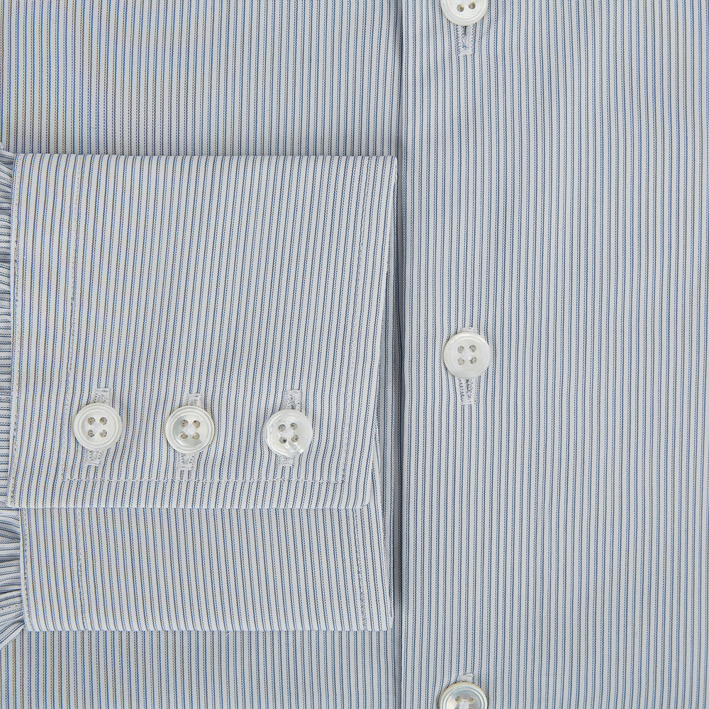 Steel Grey Ripple Double Pinstripe Belgravia Shirt 15.5