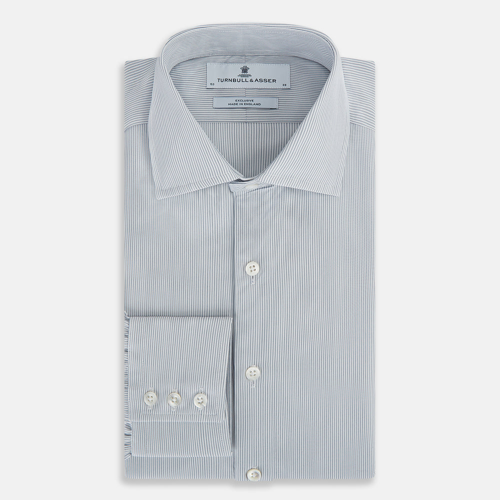 Steel Grey Ripple Double Pinstripe Belgravia Shirt 15.5