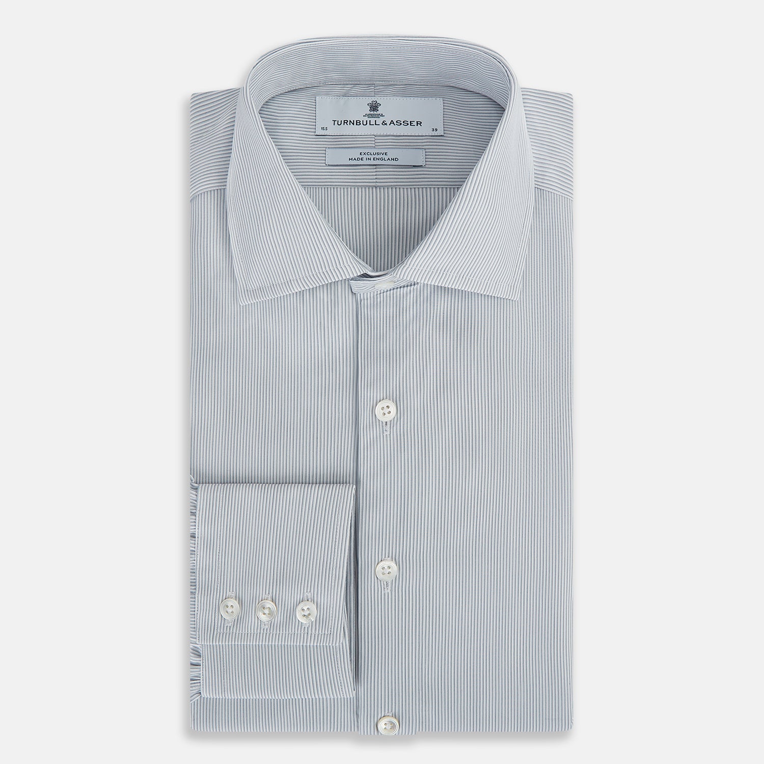 View 5 of product Steel Grey Ripple Double Pinstripe Belgravia Shirt 15.5