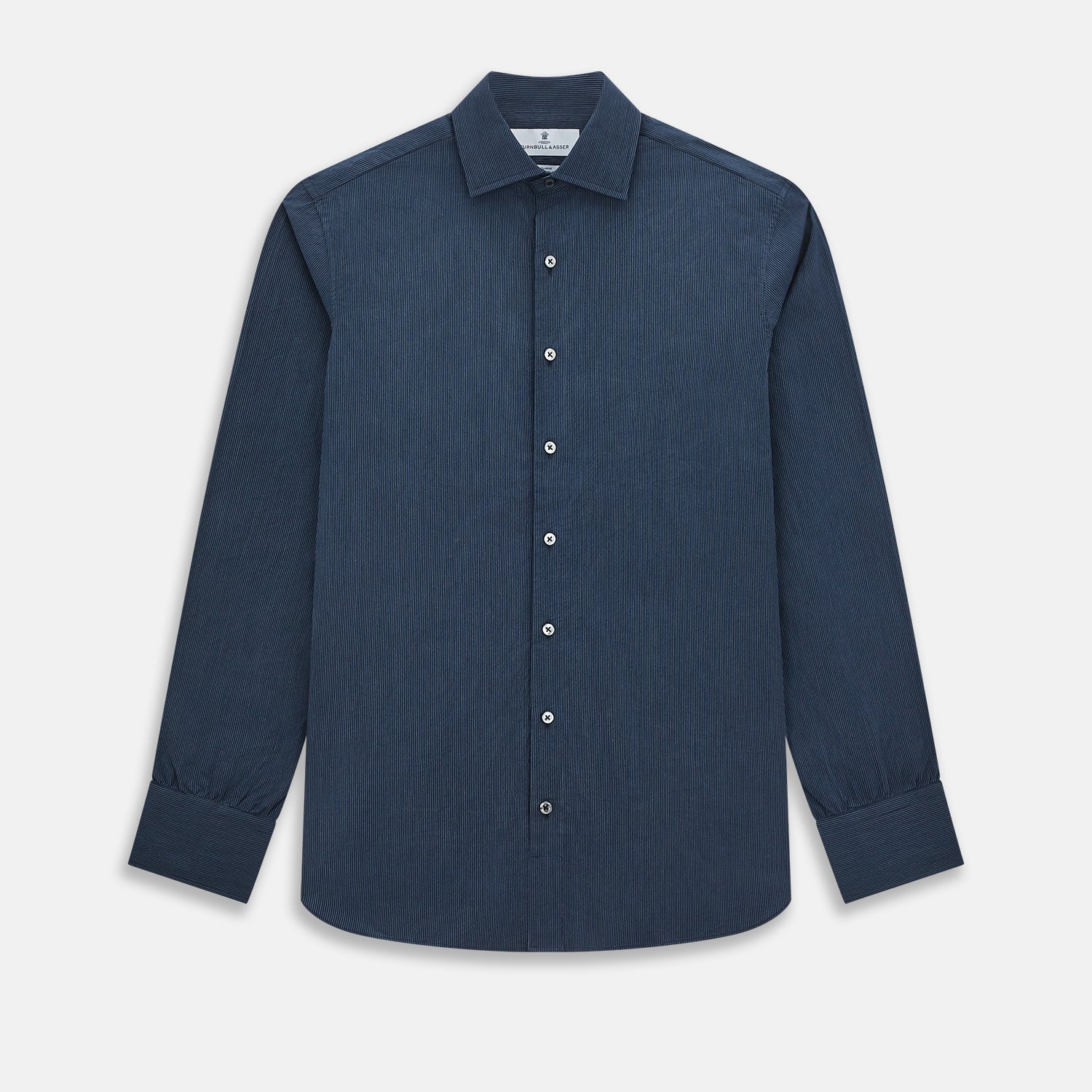 View 1 of product Tailored Fit Navy Pinstripe Belgravia Shirt 19