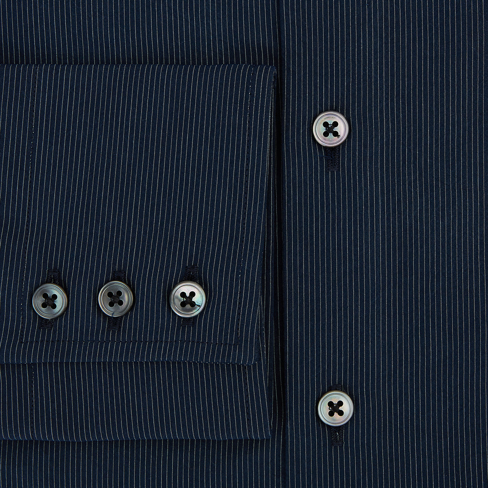 Tailored Fit Navy Pinstripe Belgravia Shirt 19