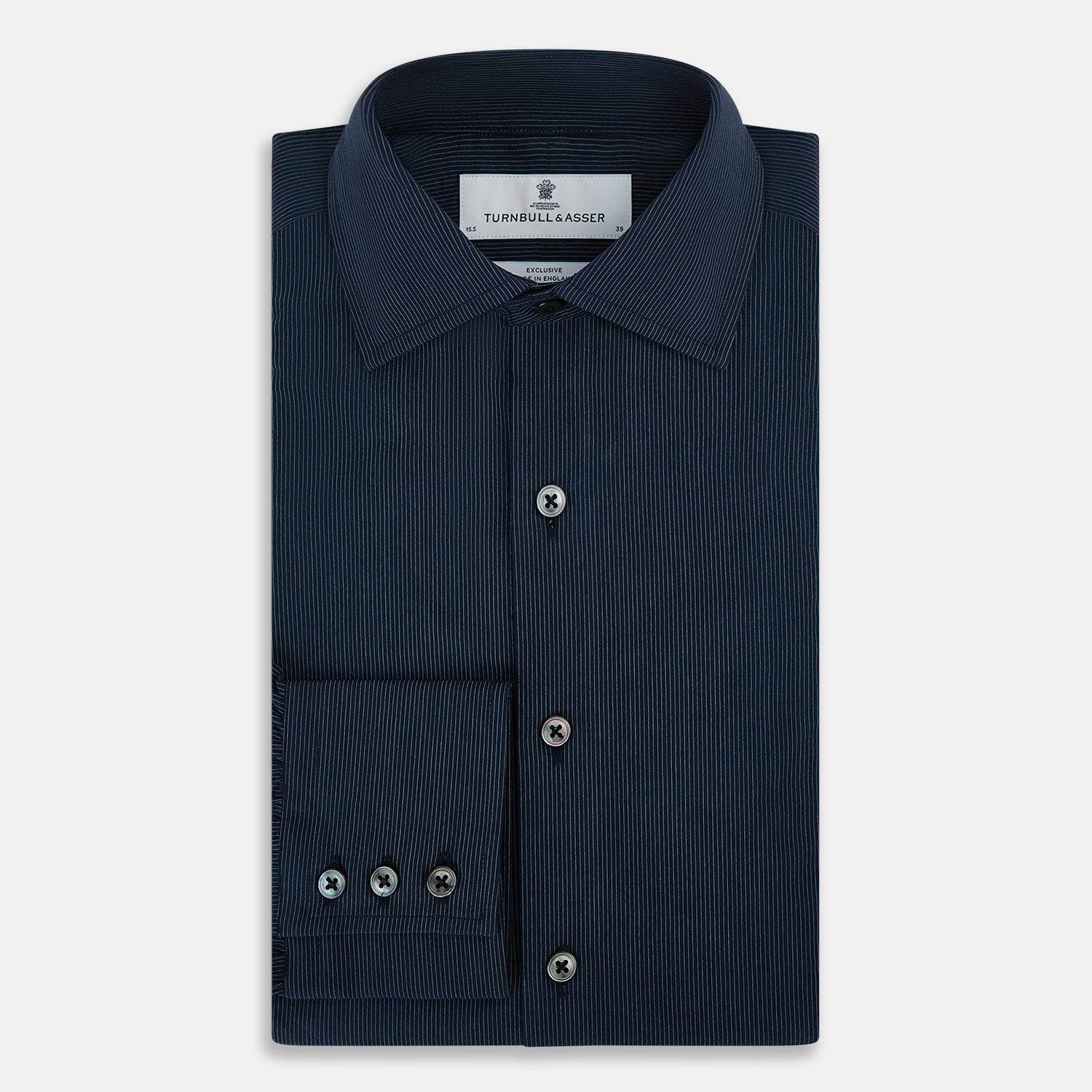 Image 5 of product Tailored Fit Navy Pinstripe Belgravia Shirt 19