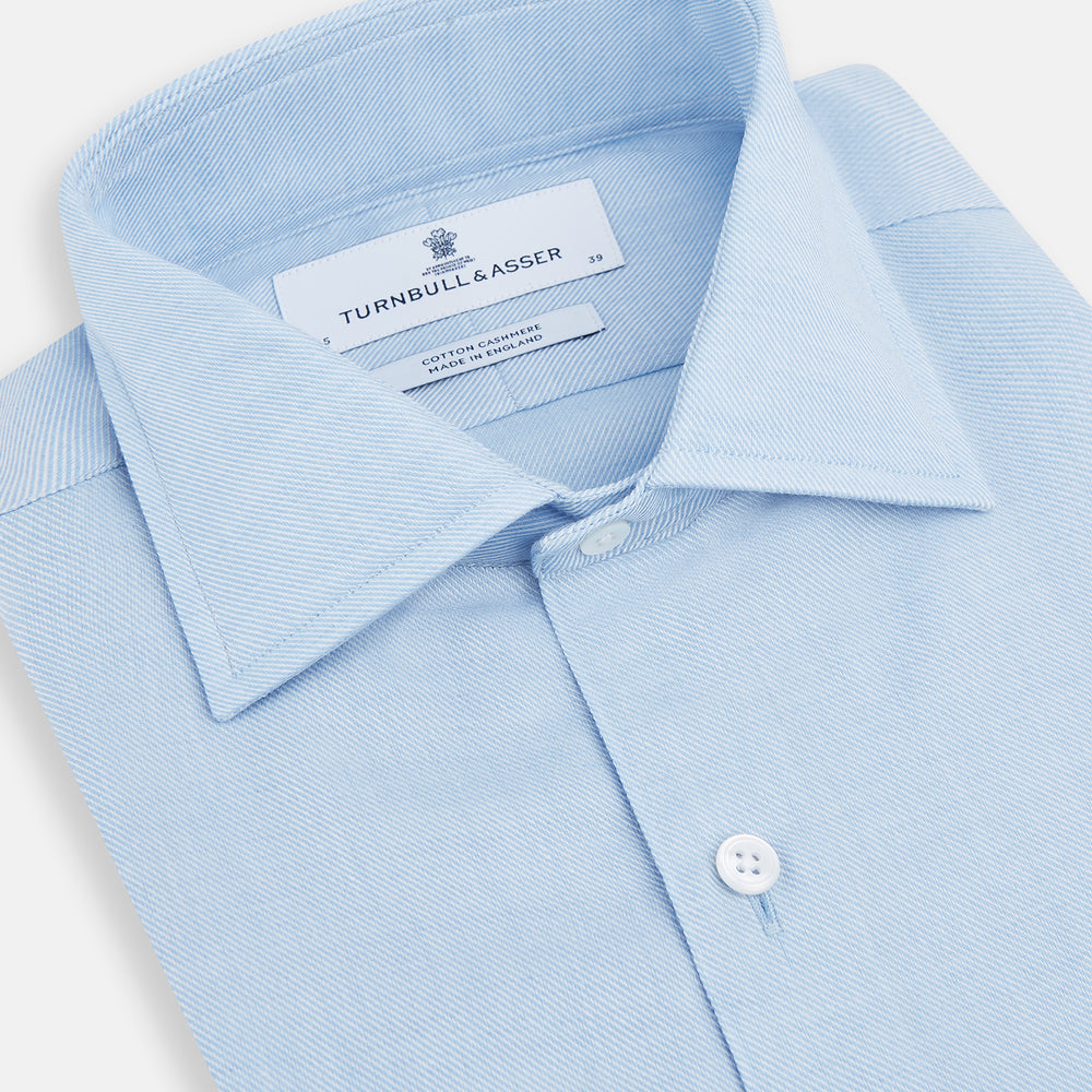 Tailored Fit Blue Cotton Cashmere Belgravia Shirt