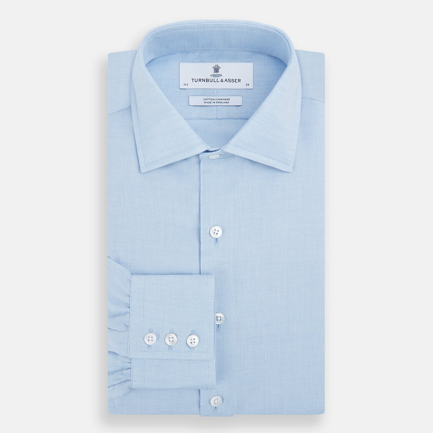 View 5 of product Tailored Fit Blue Cotton Cashmere Belgravia Shirt