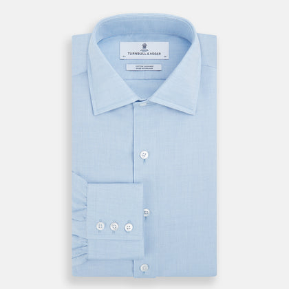 Tailored Fit Blue Cotton Cashmere Belgravia Shirt Image 4
