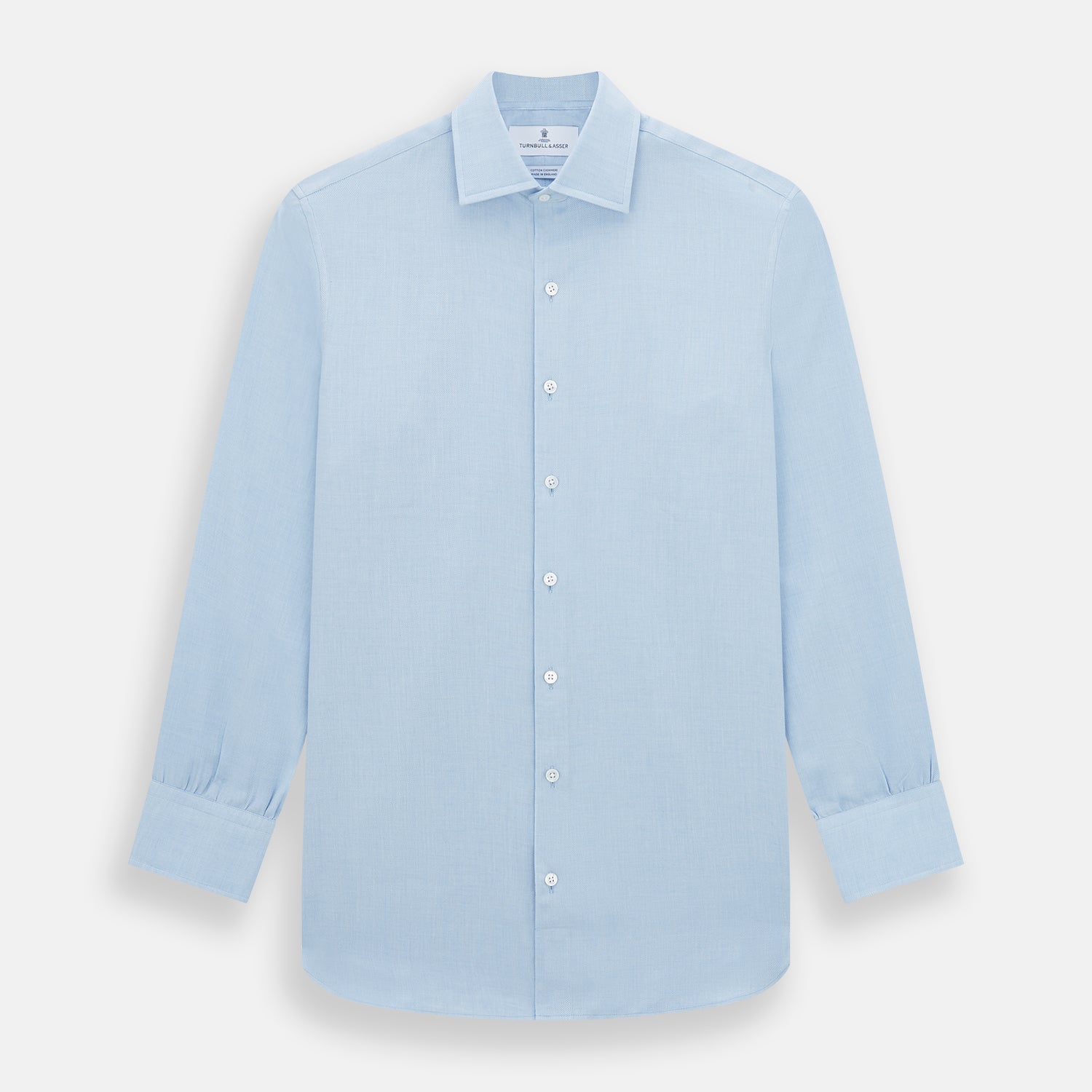 View 1 of product Tailored Fit Blue Cotton Cashmere Belgravia Shirt