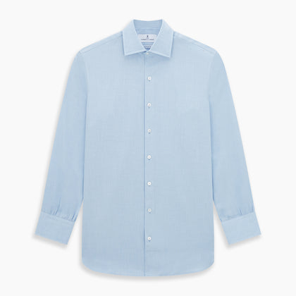 Tailored Fit Blue Cotton Cashmere Belgravia Shirt Image 6