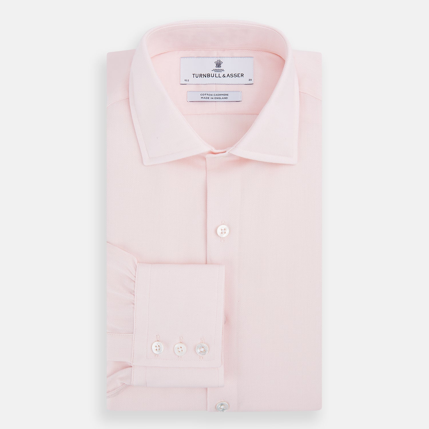 View 5 of product Tailored Fit Pale Pink Cotton Cashmere Belgravia Shirt