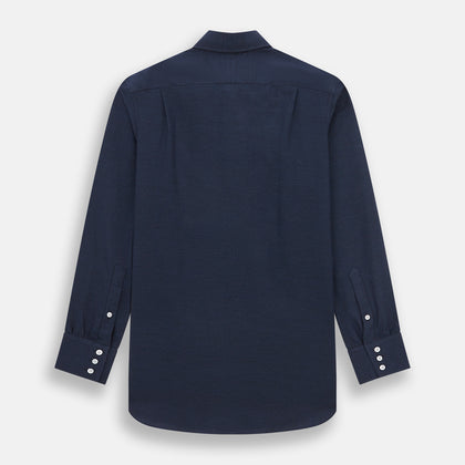 Tailored Fit Navy Cotton Cashmere Belgravia Shirt Image 2