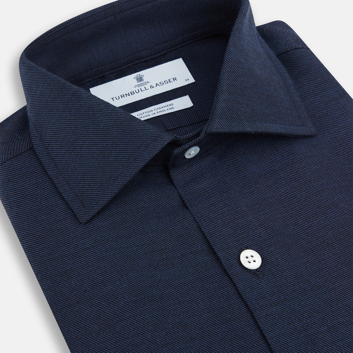 white christmas dresses Men's Navy Cotton Herringbone Classic Fit Formal Shirt With Single Cuffs main image 0