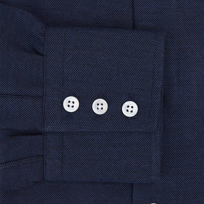 Tailored Fit Navy Cotton Cashmere Belgravia Shirt Image 3