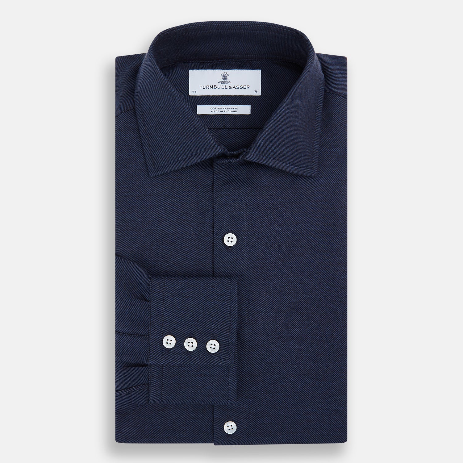 View 5 of product Tailored Fit Navy Cotton Cashmere Belgravia Shirt
