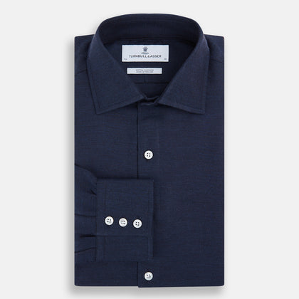 Tailored Fit Navy Cotton Cashmere Belgravia Shirt Image 4