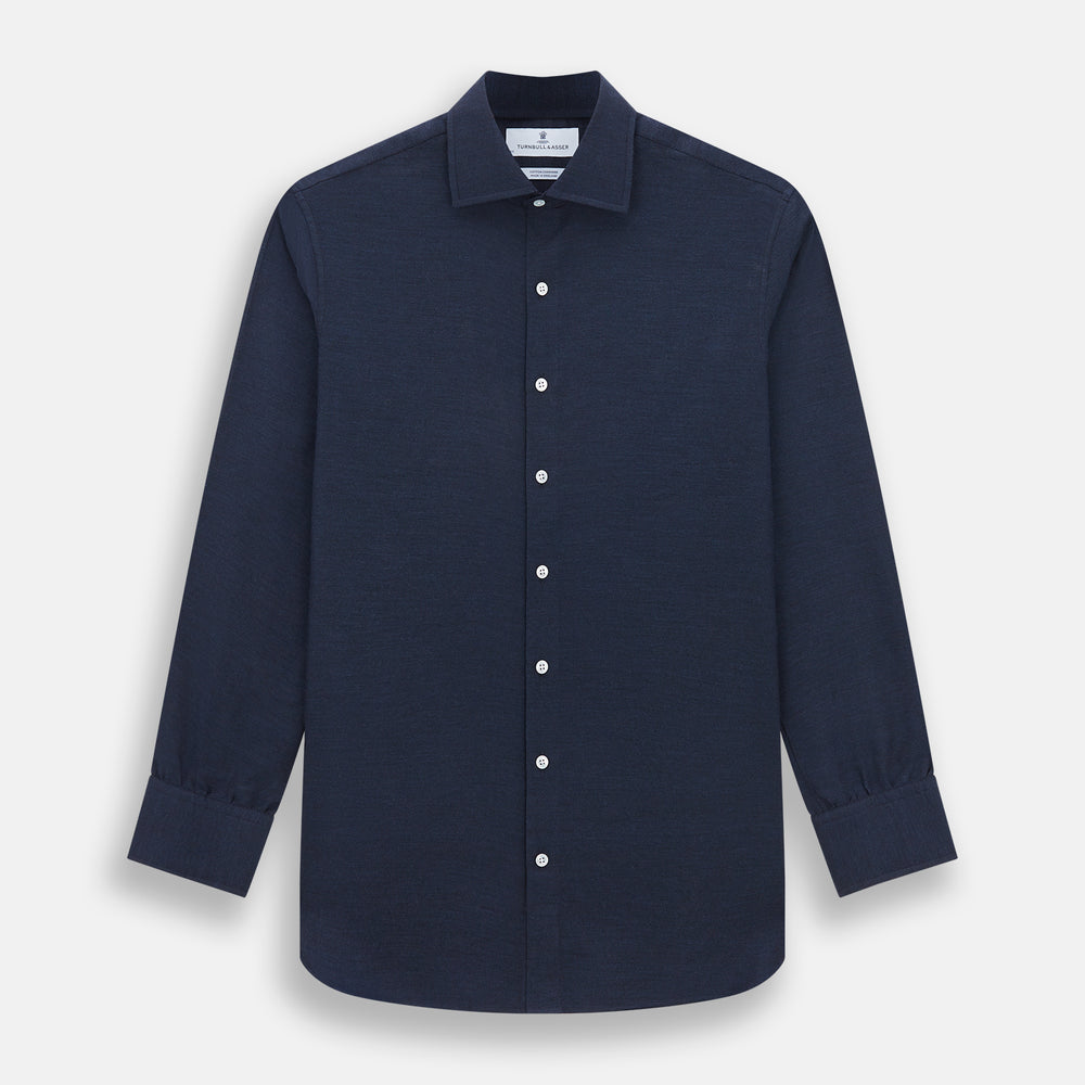 Turnbull & Asser Tailored Fit Navy Cotton Cashmere Belgravia Shirt Turnbull & Asser Tailored Fit Navy Cotton Cashmere Belgravia Shirt
