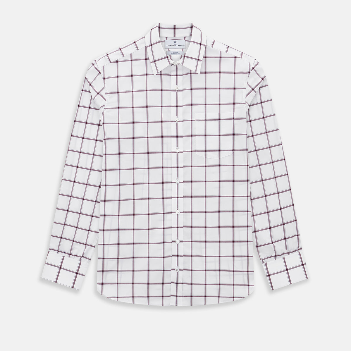 View 1 of product Large Checked Burgundy on White Weekend Fit Shirt in Cotton