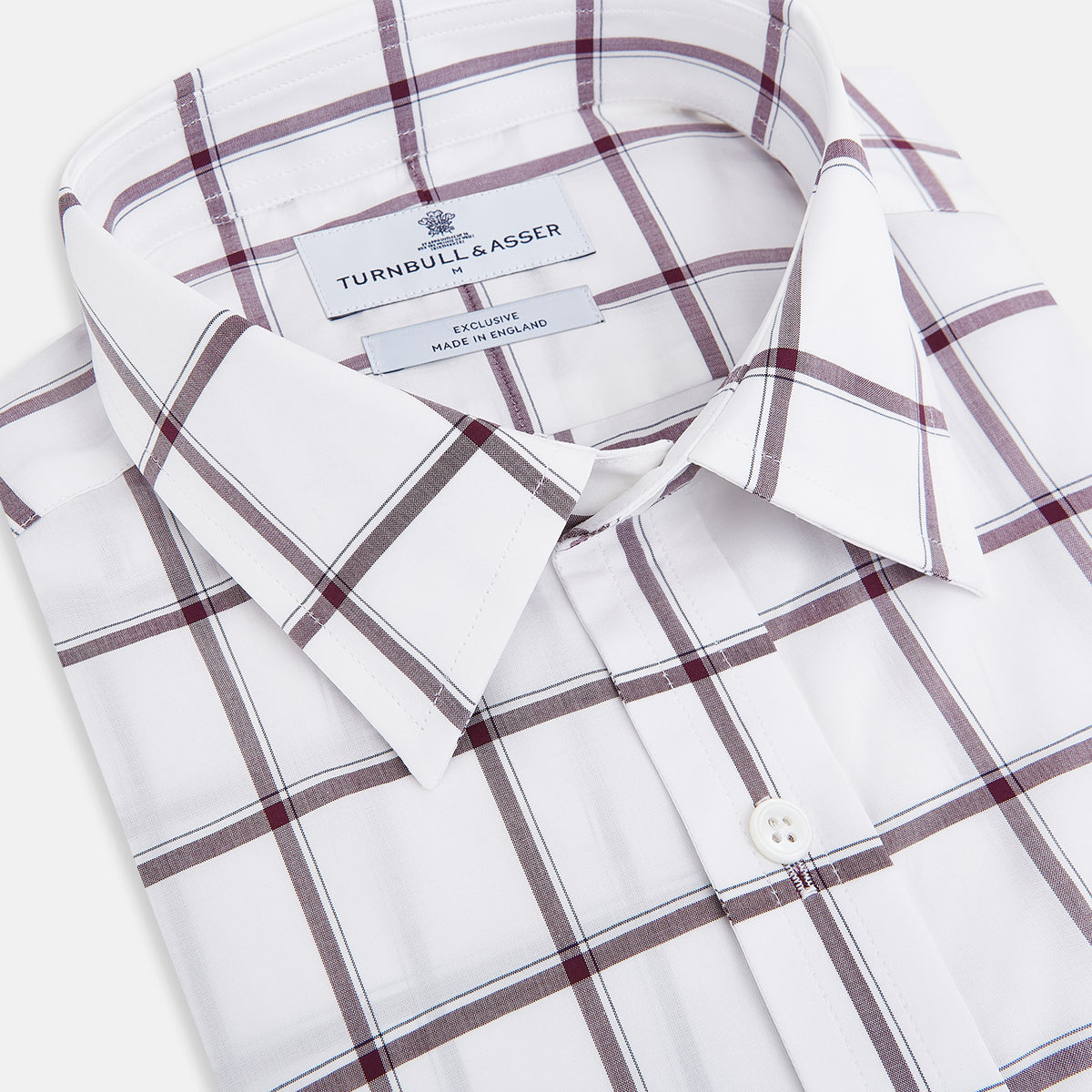 View 2 of product Large Checked Burgundy on White Weekend Fit Shirt in Cotton