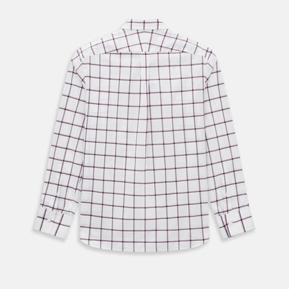 Large Checked Burgundy on White Weekend Fit Shirt in Cotton Image 2