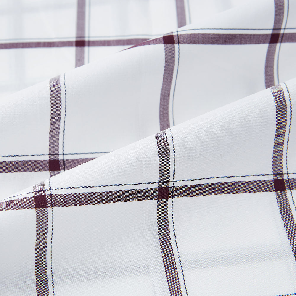 Large Checked Burgundy on White Weekend Fit Shirt in Cotton