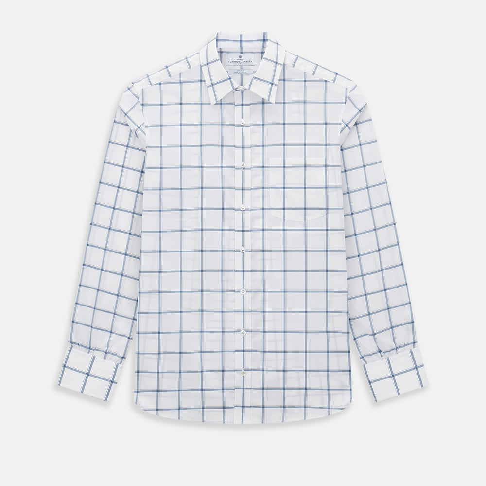 Large Checked Grey on White Weekend Fit Shirt in Cotton
