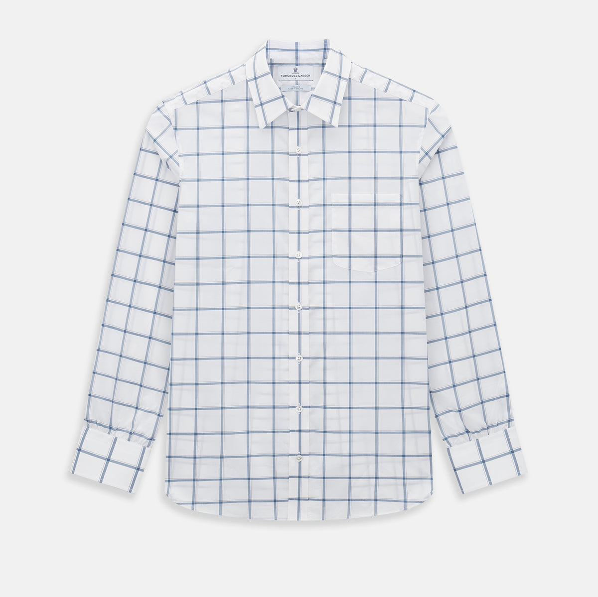 View 1 of product Large Checked Grey on White Weekend Fit Shirt in Cotton