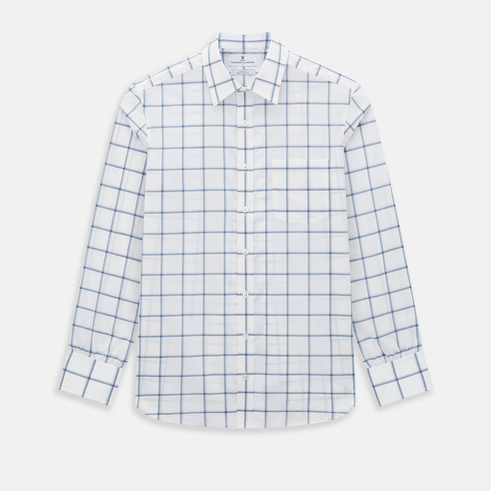SHIRTS WF DERBY COLLAR 1BC 1PKT WHT/STEEL GREY CHK