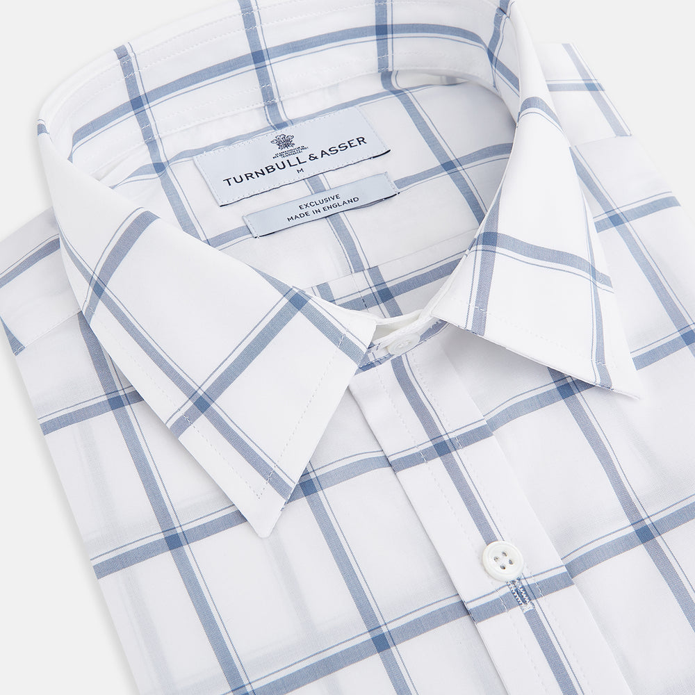 Large Checked Grey on White Weekend Fit Shirt in Cotton