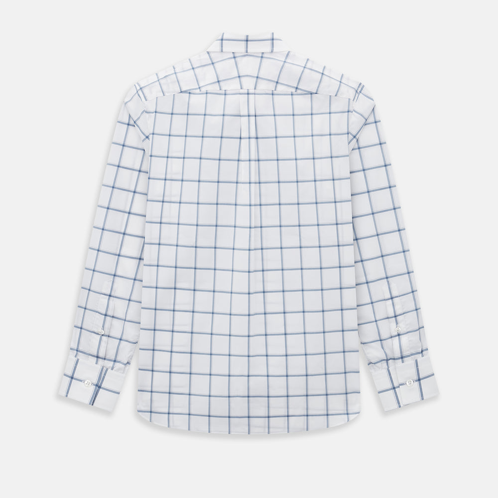 Large Checked Grey on White Weekend Fit Shirt in Cotton