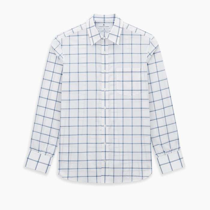 SHIRTS WF DERBY COLLAR 1BC 1PKT WHT/STEEL GREY CHK Image 6