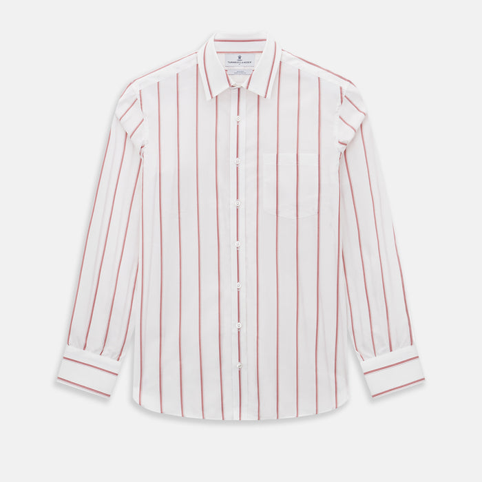 SHIRTS WF DERBY COLLAR 1BC 1PKT WHITE/DARK RED STR