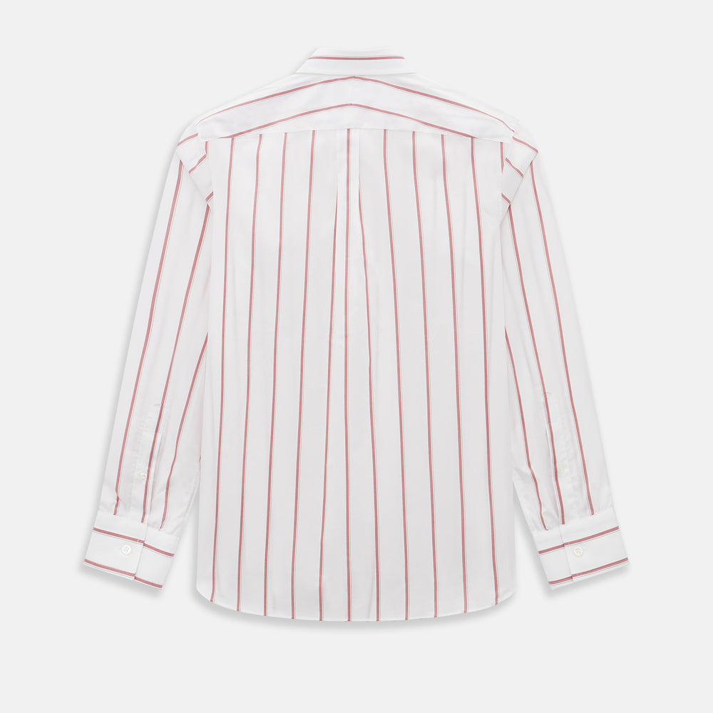 Track Striped Red on White Weekend Fit Shirt in Cotton